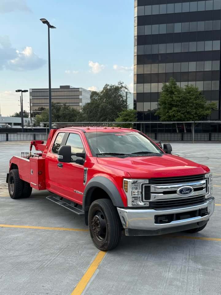 Red wrecker tow truck